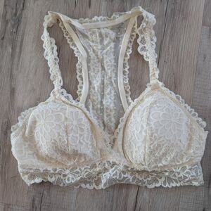3/$20 Aerie Lace Racerback Bralette Ivory Cream, Large (B4)
